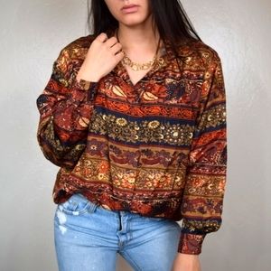 VINTAGE FLORAL SILK J. MACLNALLY'S BLOUSE